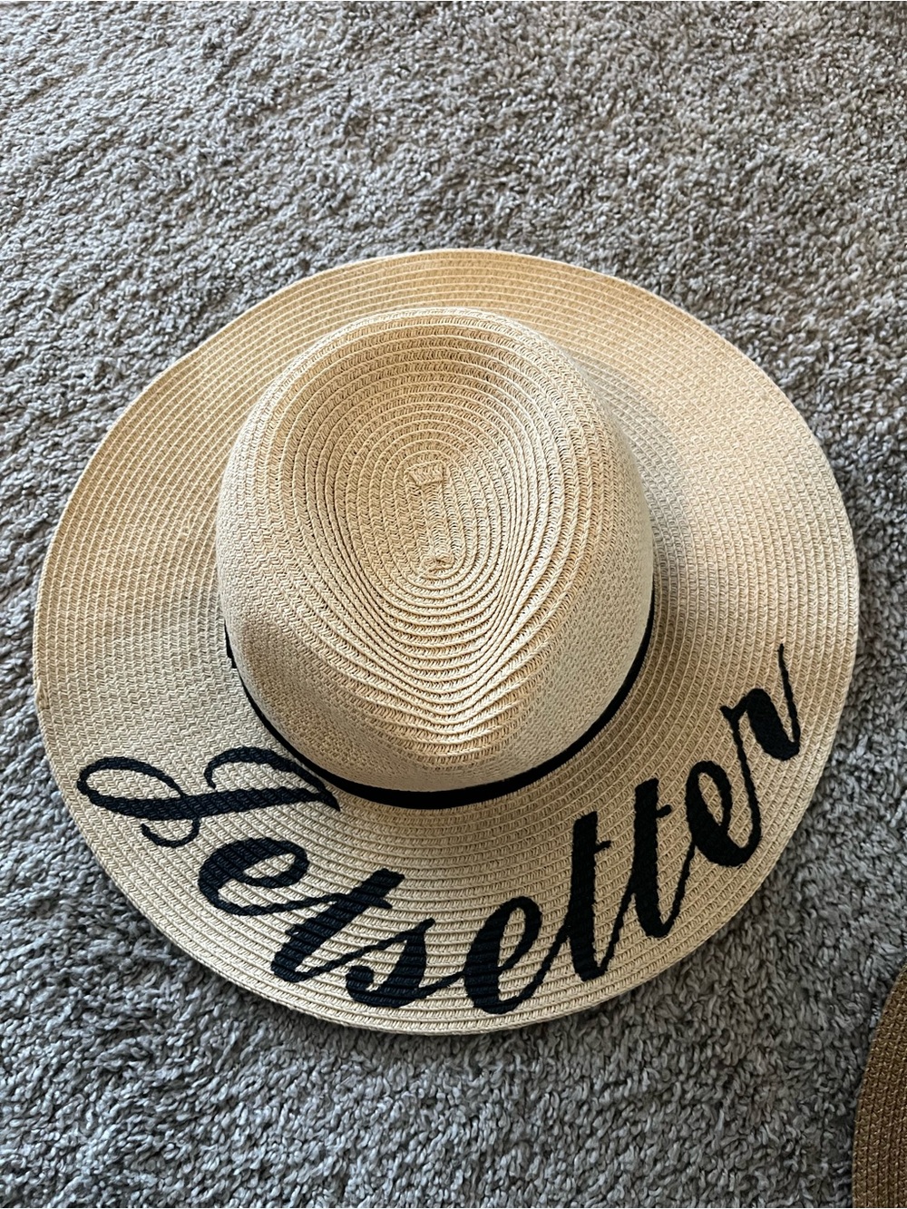 Women's Cream Straw Sun Hat with 'Jetsetter' Script from Nordstrom